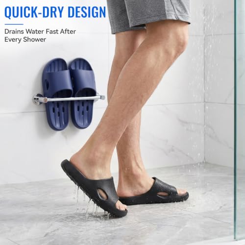 Image of Aoowoll Mens Shower Shoes With Holes Dry Quickly Bath Slippers Womens Non Slip Indoor Home Bedroom Pool Spa Guest College Dorm
