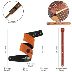 FASE 1 PCS Nubuck Cuir Sangle de Guitare Souple en Cuir Véritable Longueur de Sangle Réglable pour Basse Guitare Électrique Guitare Acoustique - Les Beatles, Paul McCartney, John Lennon, RIngo Starr, George Harrison FASE 1 PCS Nubuck Cuir Sangle de Guitare Souple en Cuir Véritable Longueur de Sangle Réglable pour Basse Guitare Électrique Guitare Acoustique – Image 4