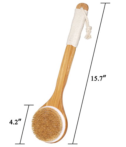 Esup Body Brush Dry Brush Back Scrubber Bath Brush with Long Bamboo Handle for Cellulite and Exfoliating, Perfect Christmas Gifts for Woman and Wen - Thumbnail 3