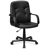 Giantex Executive Chair Mid Back Office W/Arms and Swivel Wheels, Ergonomic PU Leather for Home Office Use Computer Desk Task Chair