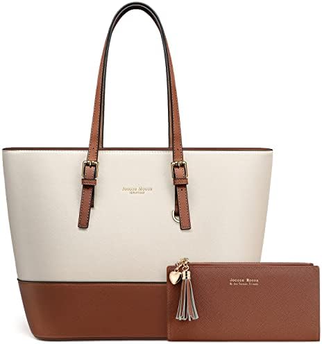 Jocose Moose Women Handbag Laptop Tote Bag Large PU Leather Shoulder Bag Designer Lightweight Computer Tote Bag, Gift with a Ladies Purse