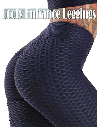 SEASUM Women's High Waist Yoga Pants Tummy Control Slimming Booty Leggings Workout Running Butt Lift Tights M A-Navy