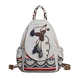 DIRRONA Mochila Mujer Lona Boho Vintage Mochila Mujer Pequeña Convertible Bolso Bandolera Bolso Pecho Mochila Viaje Mujer Ligera para Diario Viaje Shopping