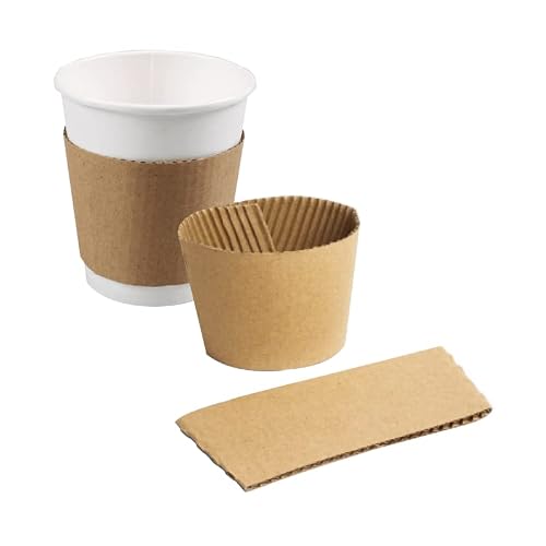 Concession Essentials Paper Coffee Sleeves. Fits 10 oz. - 20 oz. Cups (Pack of 50), Natural Kraft. Insulated for Hot Cups.,Brown - Thumbnail 2
