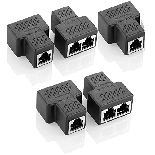 Image of Tobo RJ45 Splitter, Ethernet Splitter, RJ45 Splitter Adapter LAN Network Internet Splitter 1 to 2, Ethernet Cable &LAN Internet Splitter for Cat5 Cat5e Cat6 Cat 7 (Pack of 5) TD-1009TC
