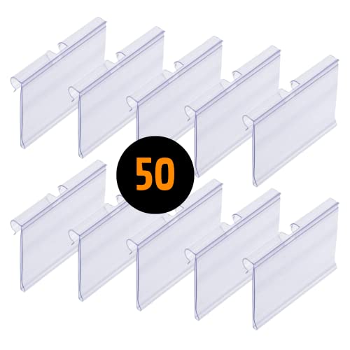50 Portaprecios para ganchos en T. Etiqueta de 39x65mm. Transparente. Soporte Etiquetas Transparentes, Carteles para Precios, Etiquetas para Precios, Porta precios Tienda, Porta Etiquetas