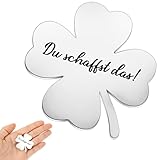 DOPENSPI Kleeblatt Glücksbringer Du Schaffst Das, Handschmeichler Vierblättriges Kleeblatt Viel Glück Geschenk für Prüfung Aufmunterung Geschenk