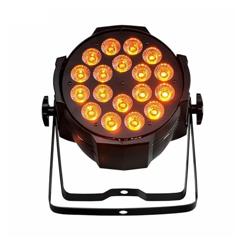 Luz Par LED RGBW de 18 x 18 W, 6 colores, RGBWA, UV, equipo de iluminación for DJ, for bodas, discotecas, fiestas y clubes nocturnos para fiestas de baile en casa(Black_6in1)