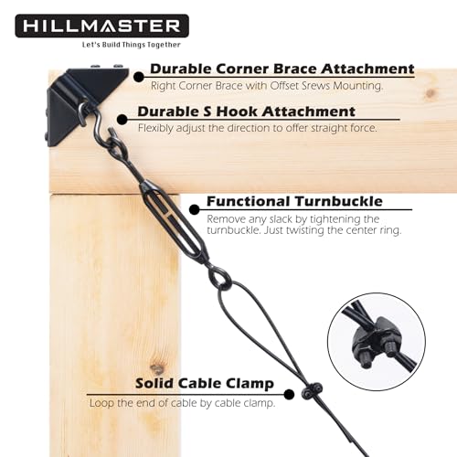 HILLMASTER Durable Anti Sag Gate Kit for Wooden Fence, Anti-Sag Gate Support Cable Kit in Zinc, Anti-Sagging Fence Gate Kit Steel Gate Hardware, Wood Door Repair Kit for Outdoor, Gate Frame Kit Black