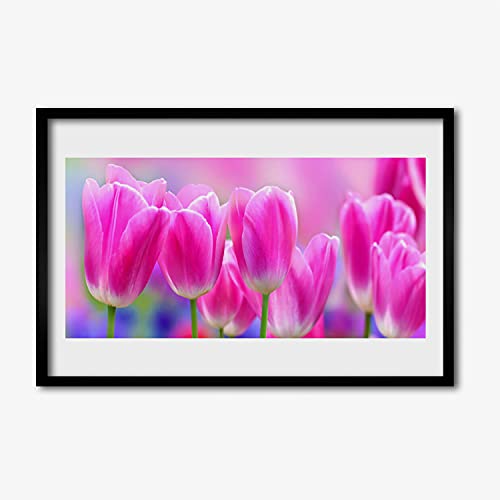 Affiche encadrée tulipes sur le mur 60x40 cm pour habiller un mur vide facilement