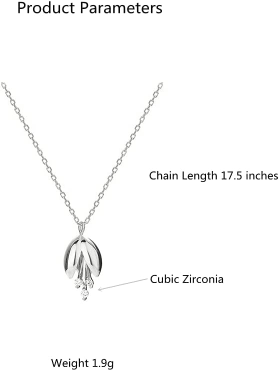 Dtja Delicate Bell Flower Pendant Necklace 925 Sterling Silver for Women Silver-Toned Adjustable Lily of the Valley Floral Charm Choker Chain - Image 5