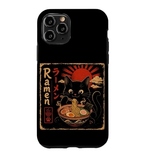 Cute Ramen Black Cat with Noodles and Bowl Case for iPhone 11 Pro
