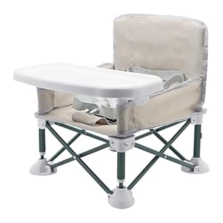 ICEBLUEOR Baby Camping Chair with Tray, Folding Toddler Booster Seat, Portable High Chair Baby Seat with Travel Bag, Travel Highchair, Baby Feeding Chair for Picnic Camping Beach Travel
