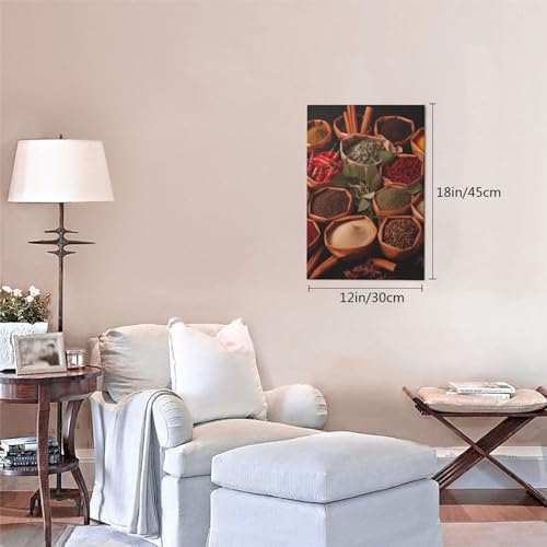 Poster coloré d'herbes et d'épices sur toile sans cadre déco cuisine 30x45cm