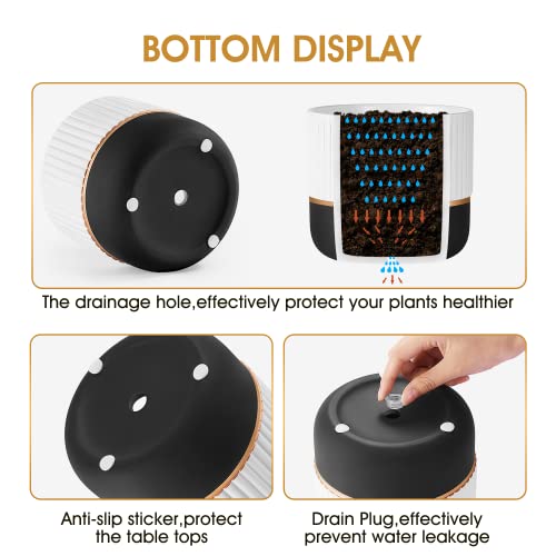 Hlfzptqkj Plant Pot,4.7In & 5.9In Ceramic Plant Pots With Drainage Holes,Indoor Planters For Plants,White Flower Pot With Black And Gold Details For Garden,2 Pack Garden Planters (Not Include Plants) #TOP2