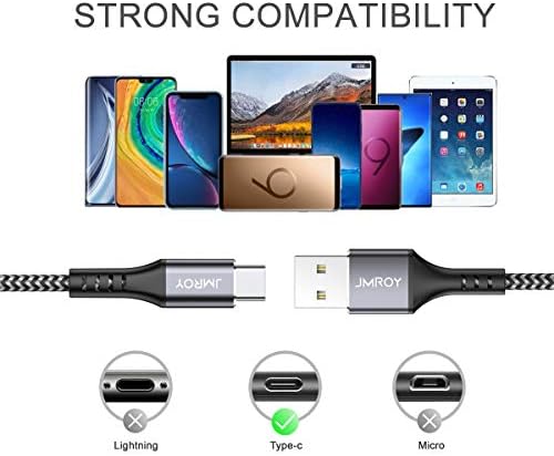 Long USB C Cable 3M USB A to USB C Charger Cable Braided USB Type C Charging Cable lead Compatible for Samsung Galaxy S22 S21 S20 S10 S9 S8 Note 10 9 8, Google Pixel,LG, Sony Xperia XZ, Huawei P10 P9