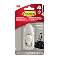 Command Medium Metal Hook, Polished Nickel - 1 Hook and 2 Adhesive Strips - Hanger for Bags, Clothes and Other Accessories on Wall or Door - No Holes - Holds up to 1.3 kg
