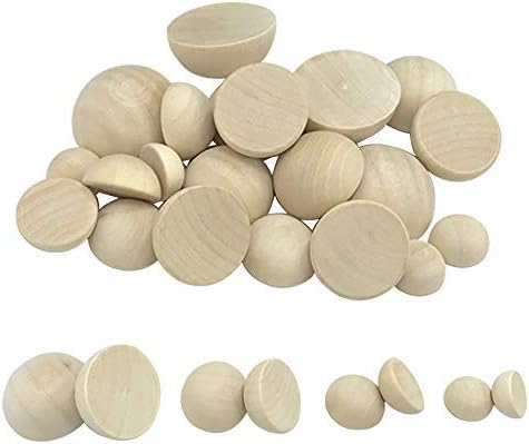180Pcs Natural Half Wooden Balls for DIY Craft Projects Making Art Design