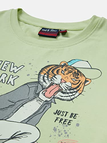 Image of Gini & Jony Boys Red Printed Knits Half Sleeves T-Shirt