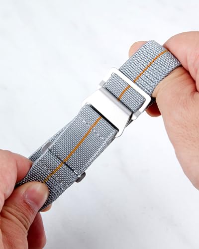 Image of BINLUN Elastic Nylon Watch Band 18mm 20mm 22mm Marine Nationale Fabric Military Parachute Replacement Watch Strap Men Women Silver & Black Buckle - Upgraded Hook-and-Loop Buckle