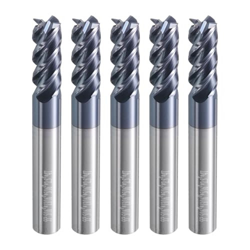 Image of HARFINGTON 5pcs Carbide Square Nose End Mill Bit 5 /16 inch Cut Dia 4 Flutes TiAlN Coated Milling Cutter for Hardened Steel Metal (5 /16 inch Shank 13 /16 inch Cut Length 2-1 /2 inch Long 45 Degree HRC49-51)