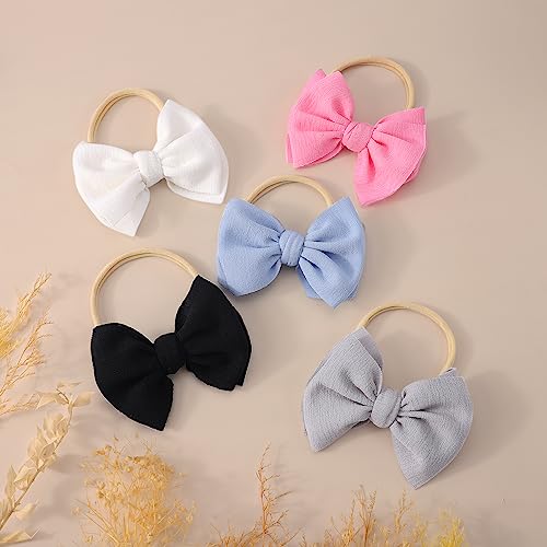 yoyokid 12 PCS Hairband with Baby Girl Bows Soft Nylon Baby Headbands and Bows Hair Accessories for Newborn Infant Toddlers Kids3