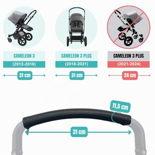 PROTEC TIF | Schutzhülle kompatibel mit der Bugaboo Cameleon 3 und Buffalo tragebügel (KUNSTLEDER)