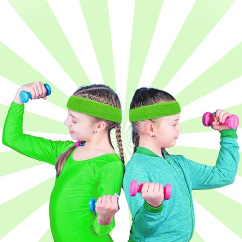 Image of Bememo 36 Pcs Neon Sweatbands Set for Kids 12 Headbands 24 Wristbands Bulk Sports Sweat Bands Athletic for Children Basketball Tennis Running Gym Student Gifts Glow Party