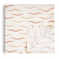 HECCEI Baby Swaddle Blankets, 70% Bamboo 30% Cotton Muslin Swaddle Blanket, Large Breathable Receiving Blankets for Newborn, Boy and Girl Swaddles, Registry & Gift, 47 x 47 inches (Gentel Waves)