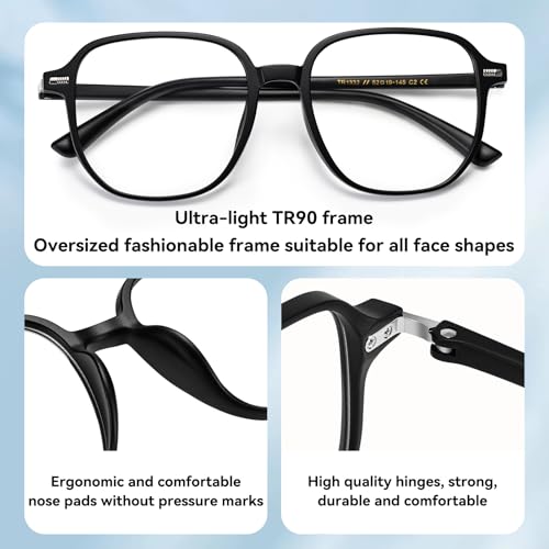 Image of Dollger Blue Light Glasses for Women Oversized Square BlueLight Blocking Big Frames Stylish Eyeglasses