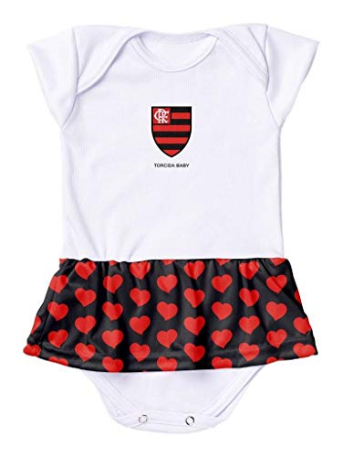 Body Vestido Flamengo Corações Torcida Baby