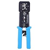 Multi Functional Network Wire Crimper, Professional Cable Crimping Tool for 4P 6P 8P RJ45 RJ11 Connectors, with Non - Slip PP Handle and Integrated Cutting Blade for CAT5 CAT6 Ethe