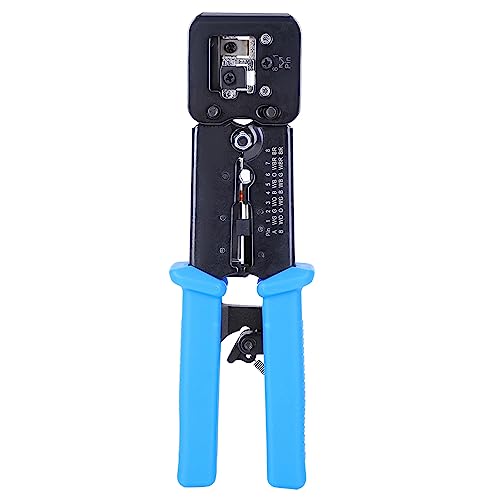 Herramienta Crimpadora Multifuncional para Cable de Red, Alicates con Cuchilla y Pelacables, Crimpado Preciso 4P 6P 8P - Material Resistente, Mango Antideslizante, Uso Profesiona