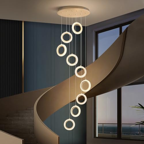 Lustre moderne LED circulaire hauteur réglable avec télécommande or - 4
