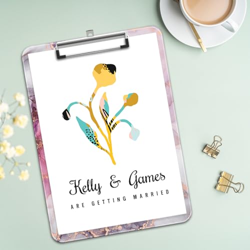 Piasoenc Kunststoff Klemmbrett, Niedliche dekorative Klemmbretter, 31,5 x 22,5 CM, A4 Standard Letter Größe hart Klemmbrett mit Metall-Clip, Büro Klemmbretter für Studenten, Büro, Roter Marmor