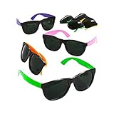 Adorox 12 Pack 80's Style Neon Party Sunglasses Kids Colorful Party Favor Set Birthday Aviators
