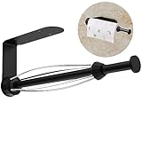 Rouclo Küchenrollenhalter Ohne Bohren Schwarz, Einhandbedienung Küchenrollenhalter mit Dämpfungseffekt, Küchenrollenhalter Wand/Unter Schrank, Edelstahl Papiertuchhalter für Küche und Badezimmer