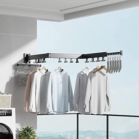 Wixann Clothes Drying Rack,Can be Rotated 360° Wall Mounted Clothes Airer,Drying Rack Laundry,Clothes Airer Indoor Folding for Balcony,Bathroom,Bedroom (Full Length 128.5CM) Cover