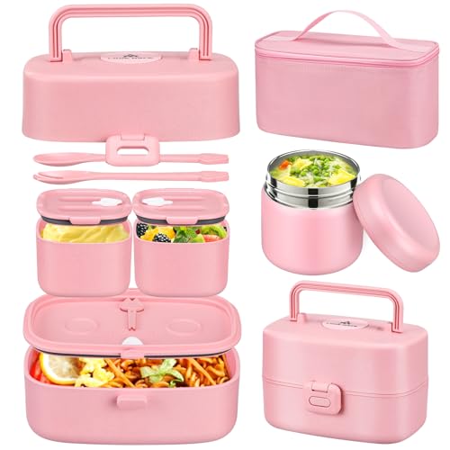 Kids Bento Box With Thermos On A Kitchen Counter