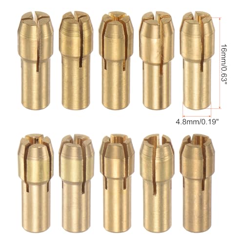 sourcing map 10Stk Messing Spannzange 0.5-3.2mm Messing Bohrer Spannfutter Mini Elektro Schleifer Schnell Wechsel Bohrer Bohrfutter Bit Set für Drehstab Werkzeuge 4.8mm Schaft Durchmesser