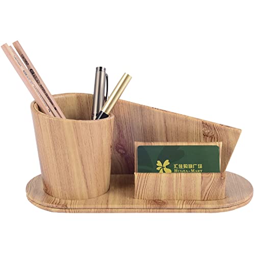 Rhcsz Fashion Personality Pu Leather Pen Holder Office Supplies Desk Organizer Storage Box,Desktop Caddy Organizers & Business Cards Holder,Pencil Holders(Apricot Faux Leather) #TOP4