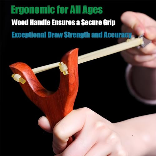 GQ Hand Carved Slingshot Wooden Sling Shot (Brown)