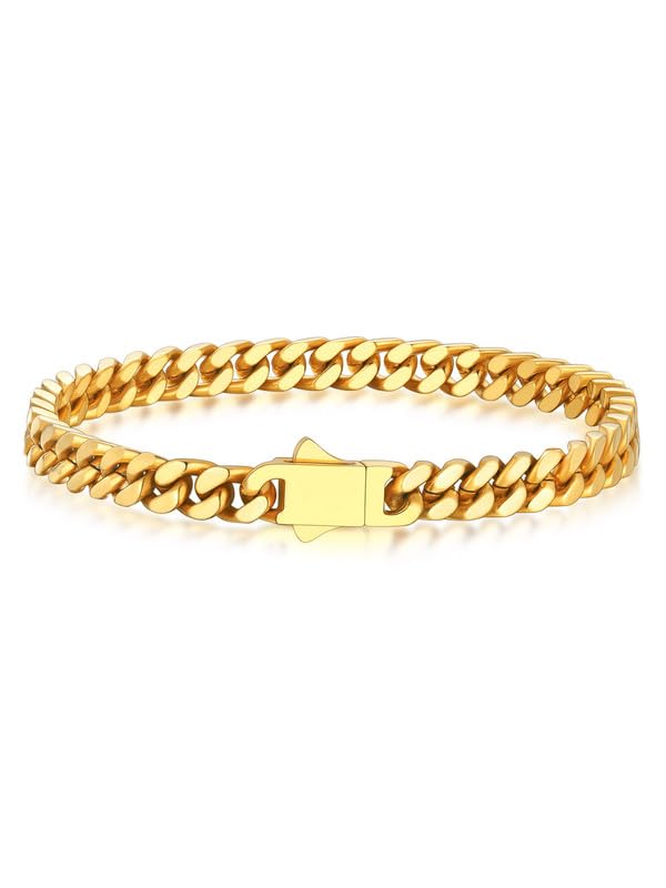 BandmaxMens Stainless Steel Chain Necklaces 5/7/9/12 MM Chunky Miami Cuban Link Chain Necklace Bracelet Silver/Gold/Black Chains for Men 18"-30"Recycled Claim Standard Blended
