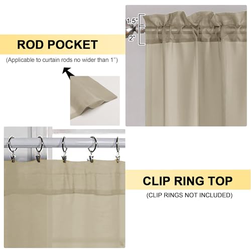 Image of OVZME Taupe Sheer Curtains 63 Inches Long 2 Panels - Soft Light Filtering Window Sheer Panels for Living Room /Bedroom, Top Dual Rod Pocket, 1 Pair, Each 42Wx63L Inches