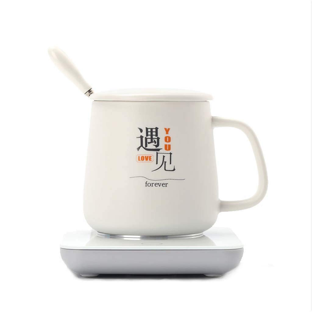 XINGYU Tazas de café Calentador de Tazas Calentador eléctrico de Tazas con Apagado automático Durante 24 Horas Taza de 55 ° C 16 vatios para Oficina o hogar (Blanco)