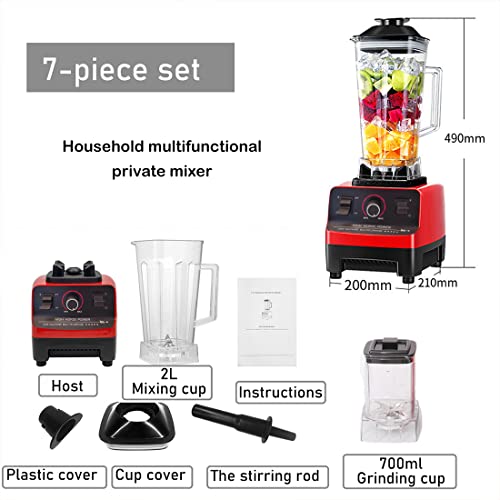 Tkradish 2 In 1 Professional Blender For Kitchen, 4500 Watt Powerful Personal Smoothie Blenders Machine, Food Mixer And Grinding For Smoothies Puree Ice Crush With 2 Container(24+68) Red And Black #TOP6