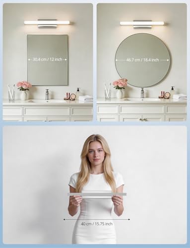 Yafido LED Spiegelleuchte Bad 40CM Spiegellampe Badezimmer Naturweiß über Spiegel, 9W Spiegellampen IP44 Spiegelschrank Beleuchtung Leuchte Spiegelbeleuchtung Wandspiegel Lampe Bathroom Mirror Light