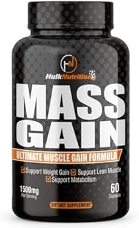 HulkNutrition Bulk Gain Mass & Weight Gainer Capsule for Fast Weight & Muscle Gain, Weight Lifters Supplement for Muscle Growth, Stamina & Strength, For Men & Women - 60 Cap. | Free Shaker