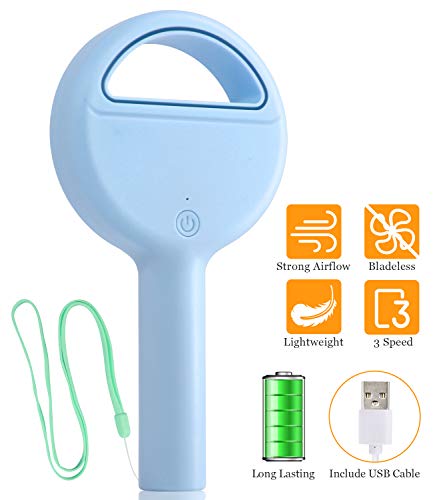 Cevapro Portable Fan Bladeless Handheld Fan USB Rechargeable Personal Fan Battery Operated Mini