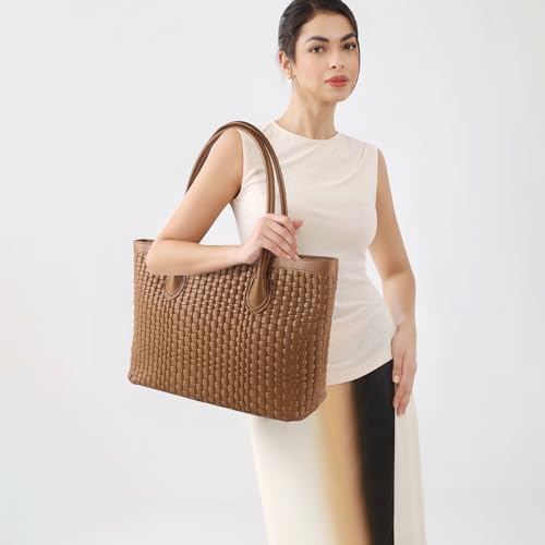 Bolso tote tejido para mujer de cuero vegano miniatura 2